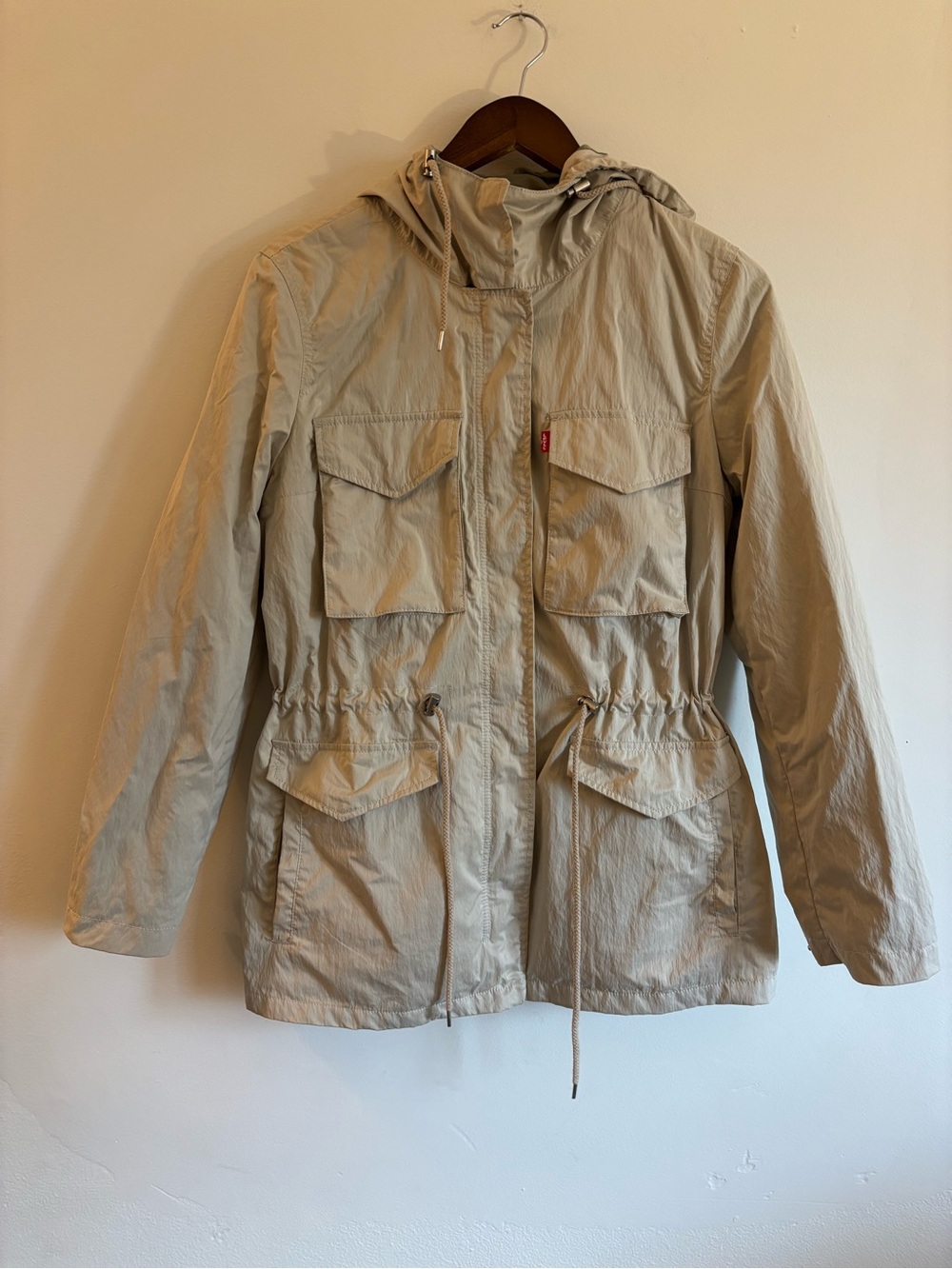 Levi's Beige Hooded Utility Jacket with Front Pockets